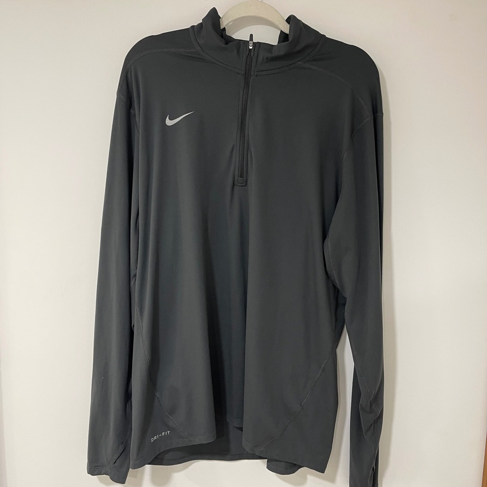 Nike Dri-FIT Quarter Zip Pullover Mens XL Grey Mock Neck Long Sleeve | Sporty